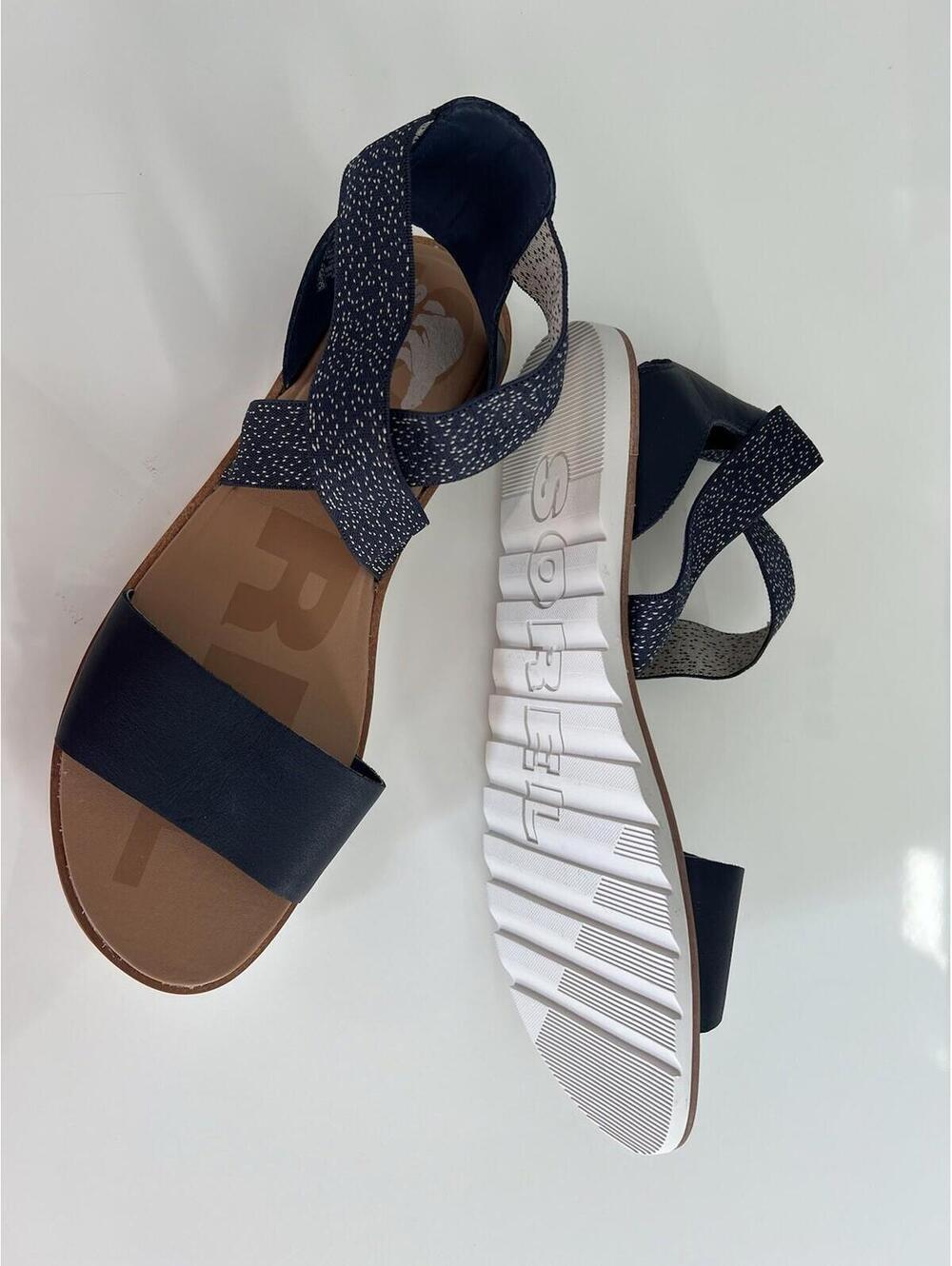$89 SOREL Women's Ella II Leather Sandals, Nocturnal Blue Multiple Size 11 - Picture 5 of 10